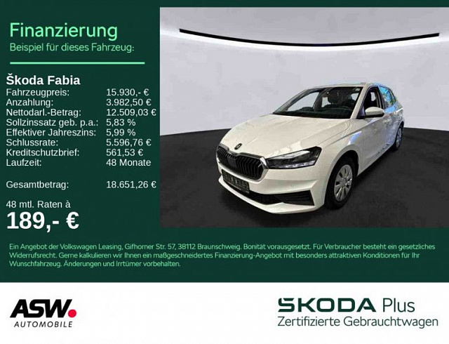 Skoda Fabia 2023 г. Белый, пробег 59900 км